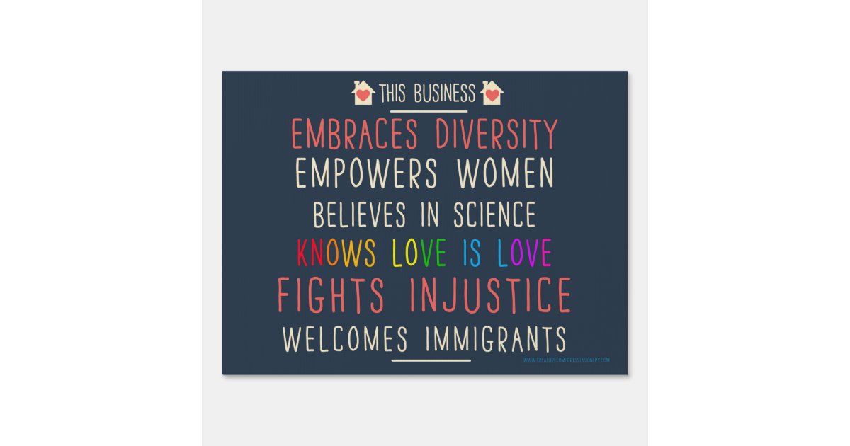 This Business Embraces Diversity Yard Sign | Zazzle