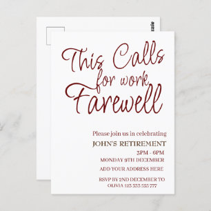 This Calls For Work Farewell Custom Retirement Postcard