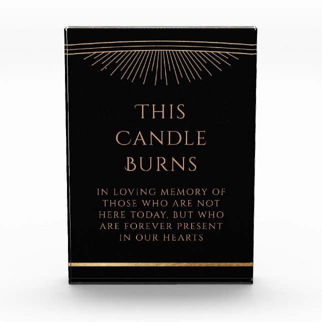 This Candle Burns Black Gold Sun Moon Star Wedding Acrylic Award (Front)
