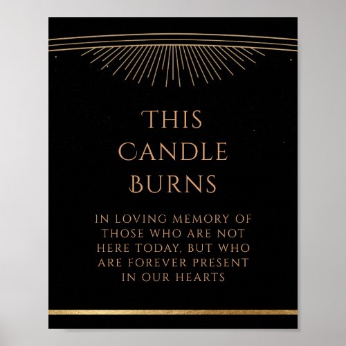 This Candle Burns Black Gold Sun Moon Star Wedding Poster