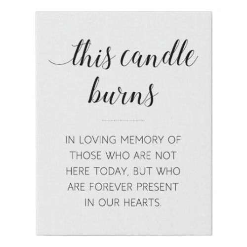 This Candle Burns Black White Wedding Memorial Faux Canvas Print