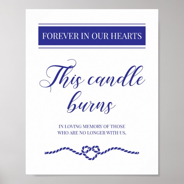 This Candle Burns Blue Nautical Wedding Memorial Poster (Front)