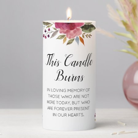 This Candle Burns Burgundy Floral Wedding Memorial