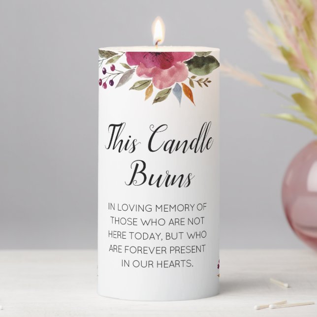 This Candle Burns Burgundy Floral Wedding Memorial (In Situ)