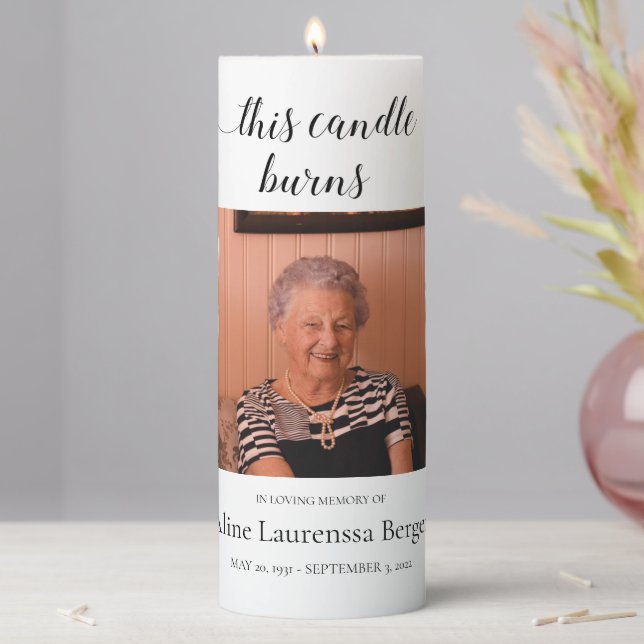 This Candle Burns Celebration Of Life with Photo (In Situ)