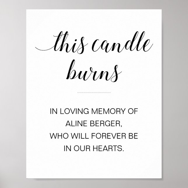 This Candle Burns In Loving Memory Funeral Poster (Front)