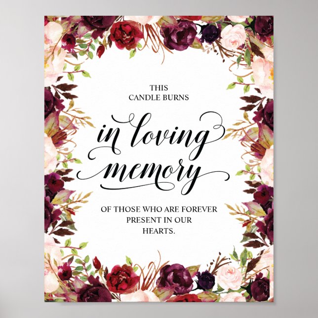 This candle burns in loving memory Memorial Sign (Front)