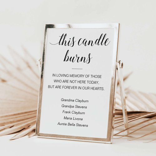 This Candle Burns In Loving Memory Names Wedding Poster