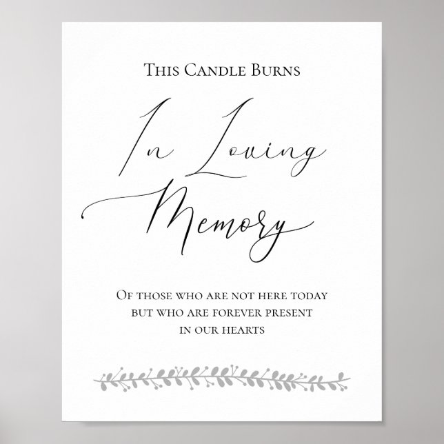 This Candle Burns In Loving Memory Wedding Sign (Front)