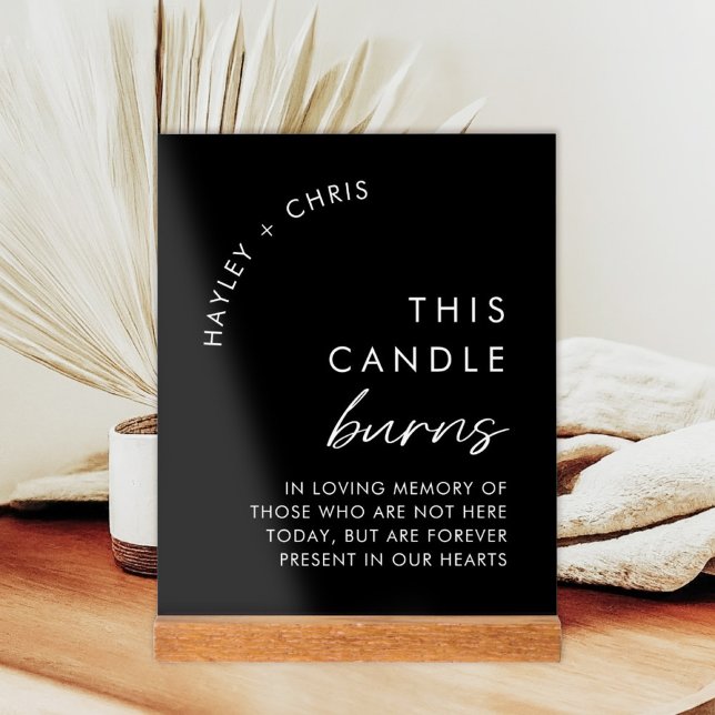 This Candle Burns In Memory Black Wedding  Acrylic Sign (Creator Uploaded)
