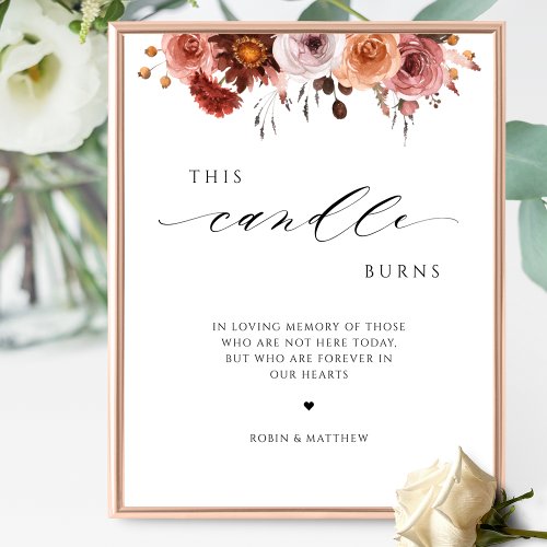 This Candle Burns In Memory Burgundy Wedding Sign