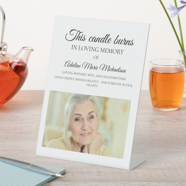 This Candle Burns Memory Photo Wedding Pedestal Sign (In SItu)