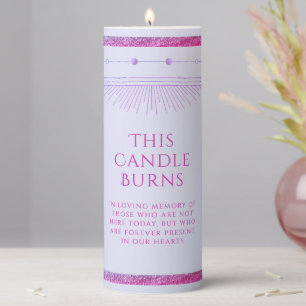 This Candle Burns Mystical Lavender Pink Sun Moon