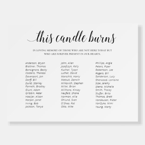 This Candle Burns School Class Reunion Memorial Foam Board | Zazzle