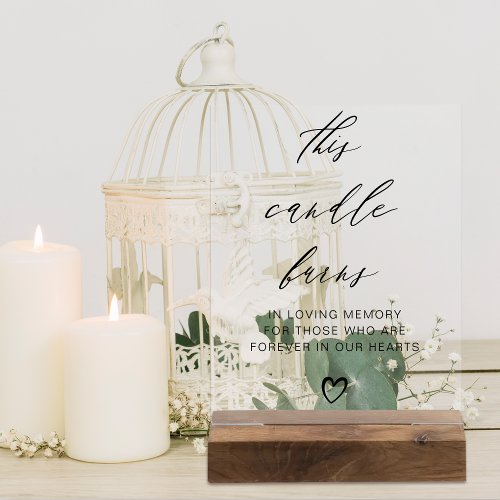 This Candle Burns Wedding Memory Table Acrylic Sign