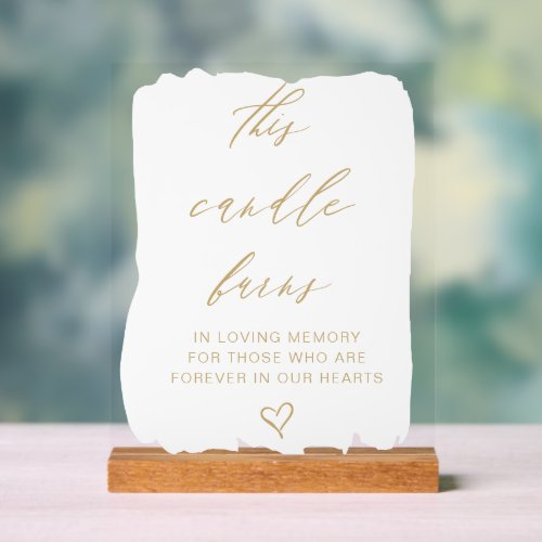 This Candle Burns Wedding Memory Table Acrylic Sign