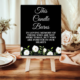 This Candle Burns White Floral Memorial Foam Board