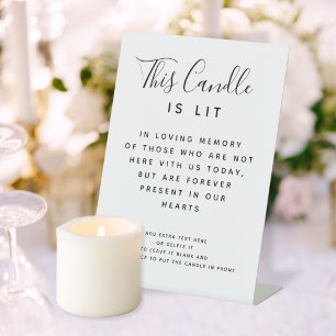 This Candle Is Lit Custom Wedding Memorial Table Pedestal Sign