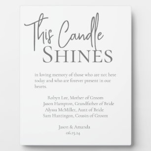 This Candle Shines Wedding Tribute Sign Plaque