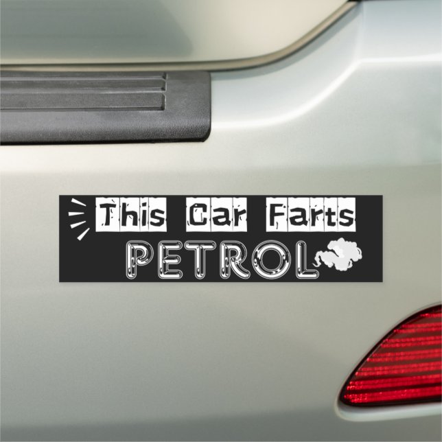 This Car Farts Petrol Witty Joke Magnet (In Situ)