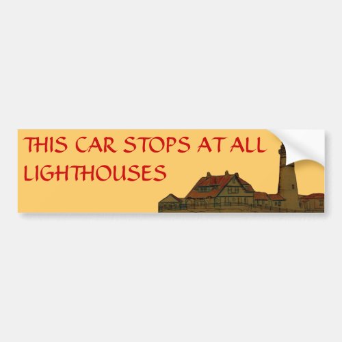 This Car Stops at all Lighthouse Bumper Sticker
