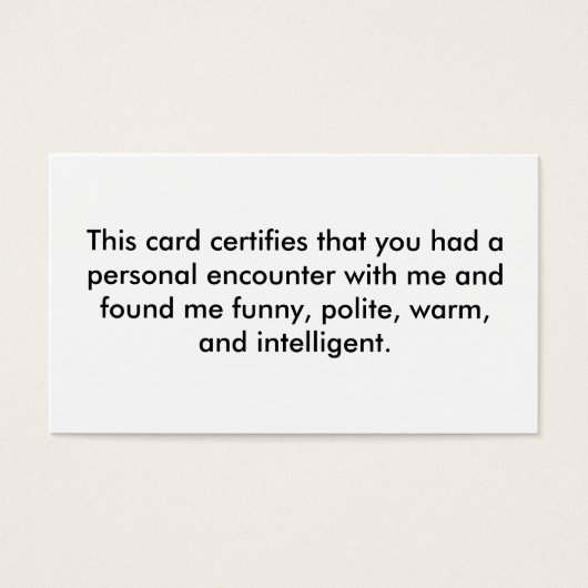 This card certifies that you had a personal enc... (Front)