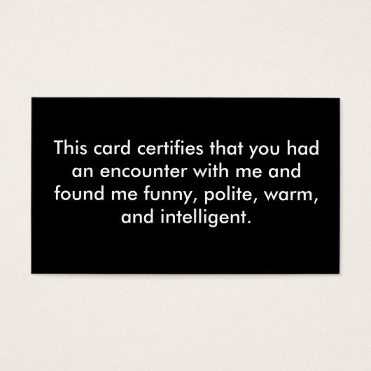 This card certifies that you had an encounter w... (Front)