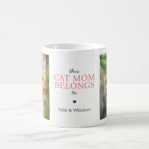 This Cat Mom Belongs To Quote Custom Photo & Names Coffee Mug