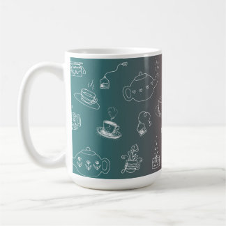 This charming tea and coffee doodle pattern featur coffee mug