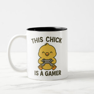 This Chick Is A Gamer Two-Tone Coffee Mug