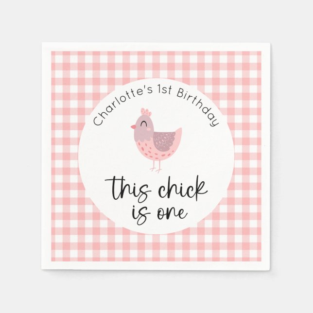 This Chick is One 1st Birthday Napkins (Front)