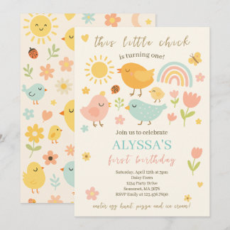 This Chick Is Turning One Spring Farm 1st Birthday Invitation