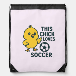 This Chick Loves Soccer Drawstring Bag