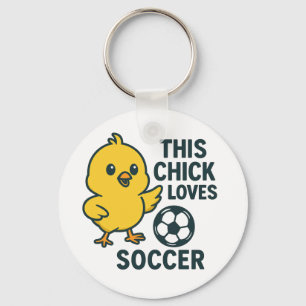 This Chick Loves Soccer Keychain