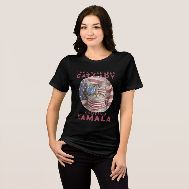 This Childless Cat Ladies for Kamala 2024 Tri-Blend Shirt (Front Full)