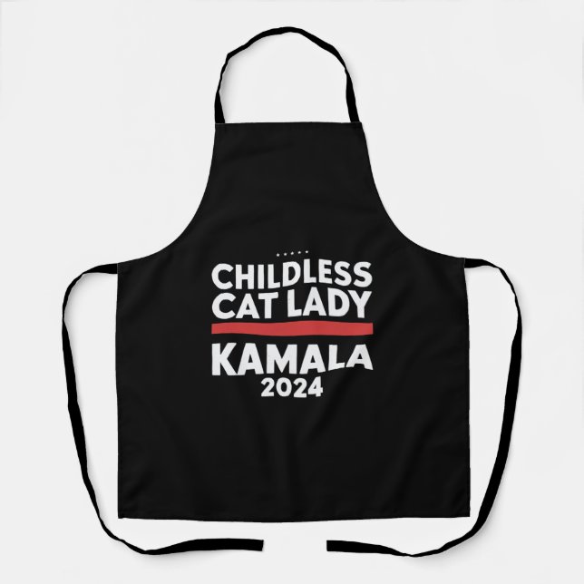 This Childless Cat Lady is Voting Kamala 2024 Apron (Front)