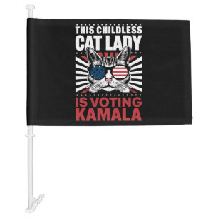 This Childless Cat Lady is Voting Kamala 2024 Car Flag