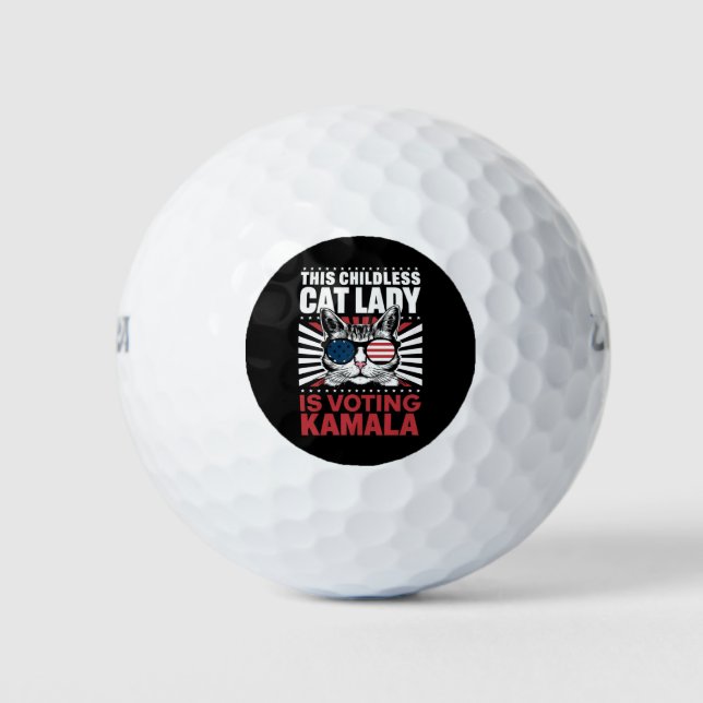 This Childless Cat Lady is Voting Kamala 2024 Golf Balls (Front)