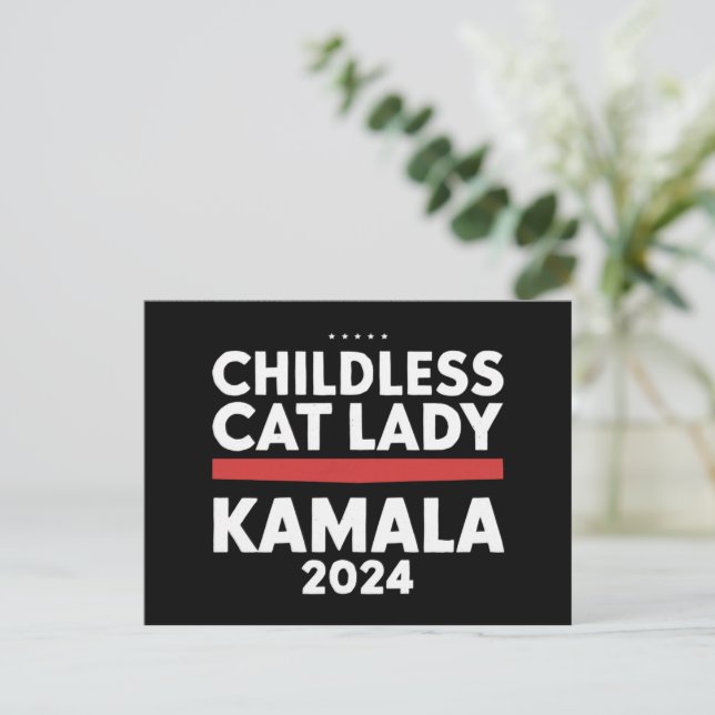 This Childless Cat Lady is Voting Kamala 2024 Postcard (Standing Front)