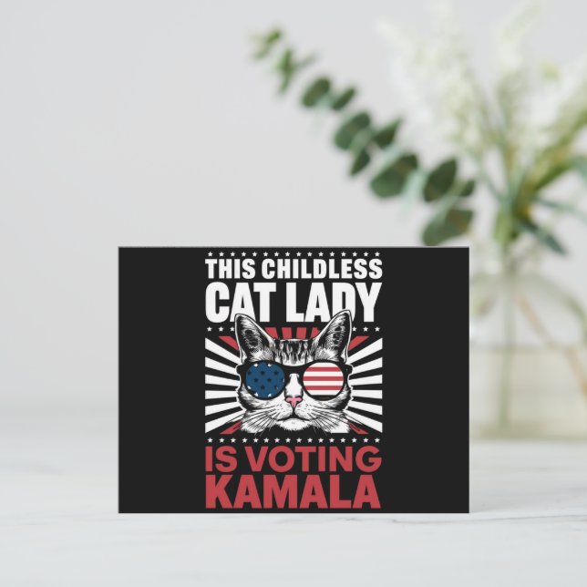 This Childless Cat Lady is Voting Kamala 2024 Postcard (Standing Front)