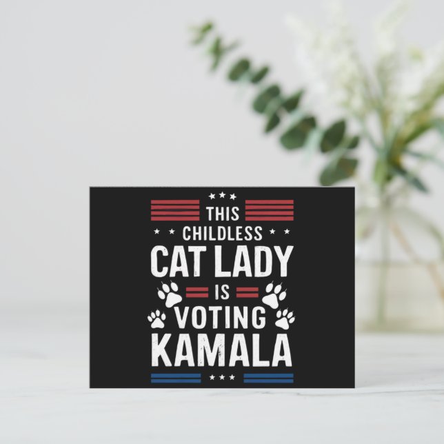 This Childless Cat Lady is Voting Kamala 2024 Postcard (Standing Front)