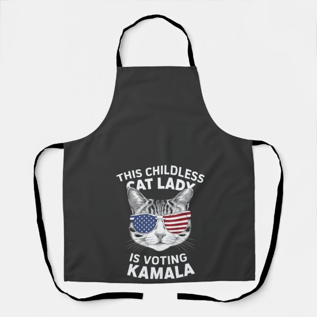 This Childless Cat Lady Is Voting Kamala Election Apron (Front)