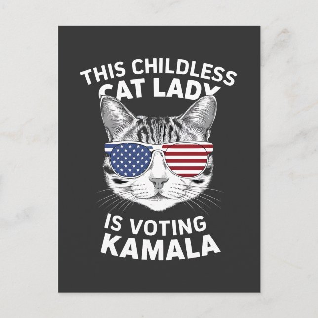 This Childless Cat Lady Is Voting Kamala Election Postcard (Front)