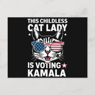 This Childless Cat Lady is Voting Kamala Election Postcard