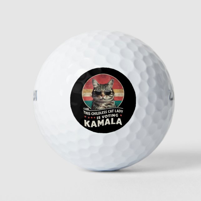 This Childless Cat Lady is Voting Kamala Golf Balls (Front)