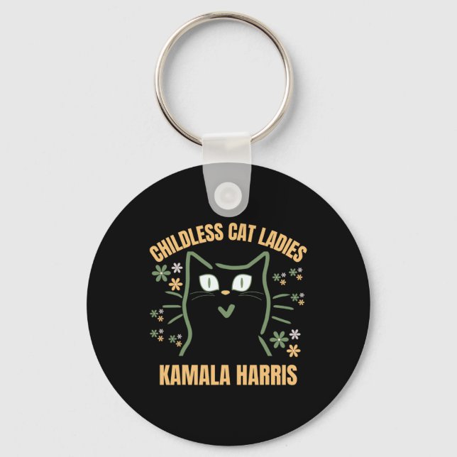 This Childless Cat Lady Is Voting Kamala-harris 20 Keychain (Front)