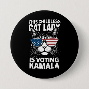 This Childless Cat Lady is Voting Kamala-Harris 24 Button