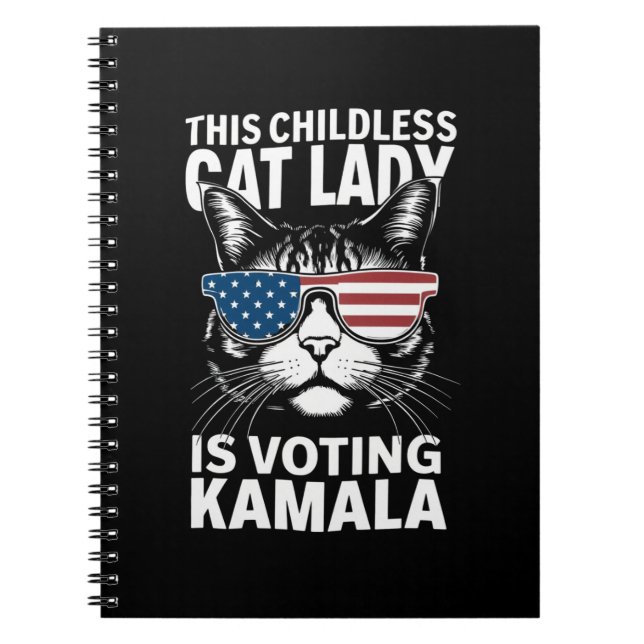 This Childless Cat Lady is Voting Kamala-Harris 24 Notebook (Front)
