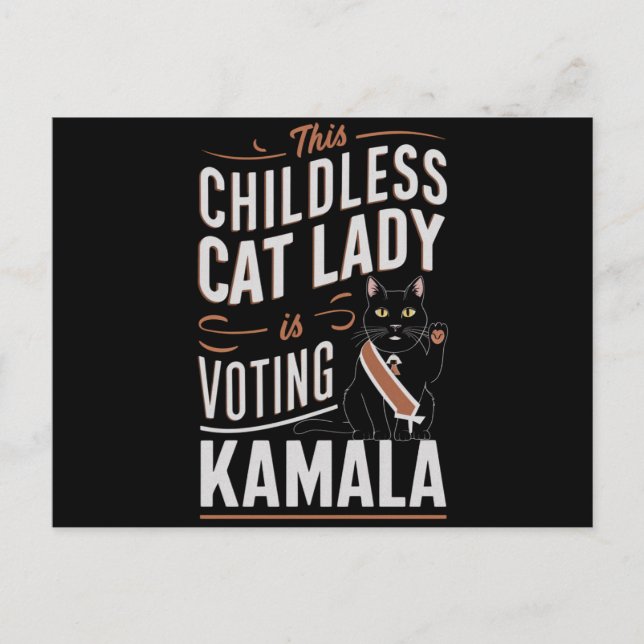 This Childless Cat Lady is Voting Kamala Postcard (Front)