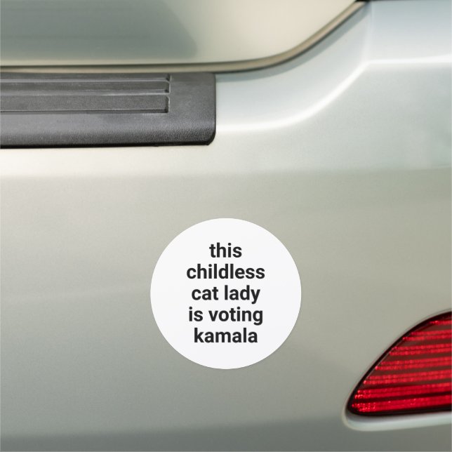 This childless cat lady is voting kamala white car magnet (In Situ)